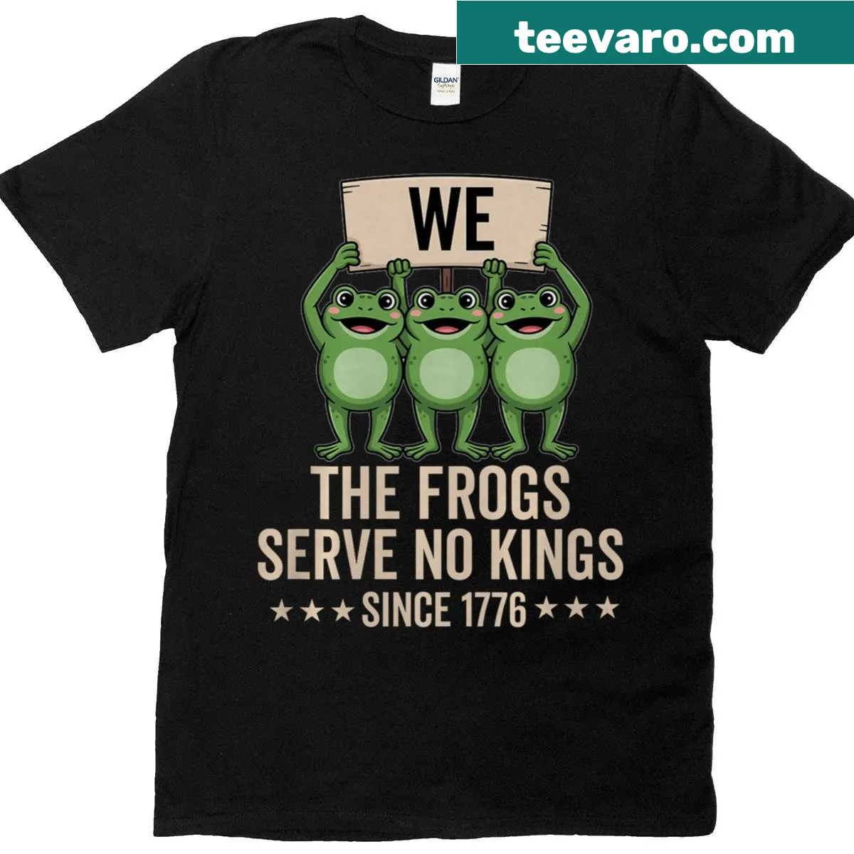 Premium tri-blend shirt with frogs symbolizing democracy and independence. — on a men's t-shirt