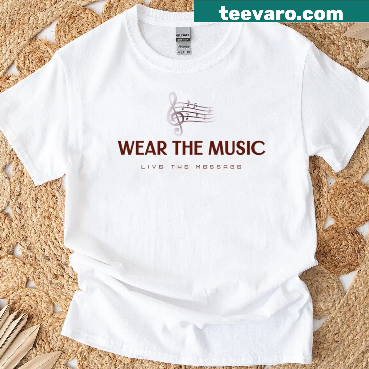 Inspirational music-themed typography t-shirt — on a men's t-shirt
