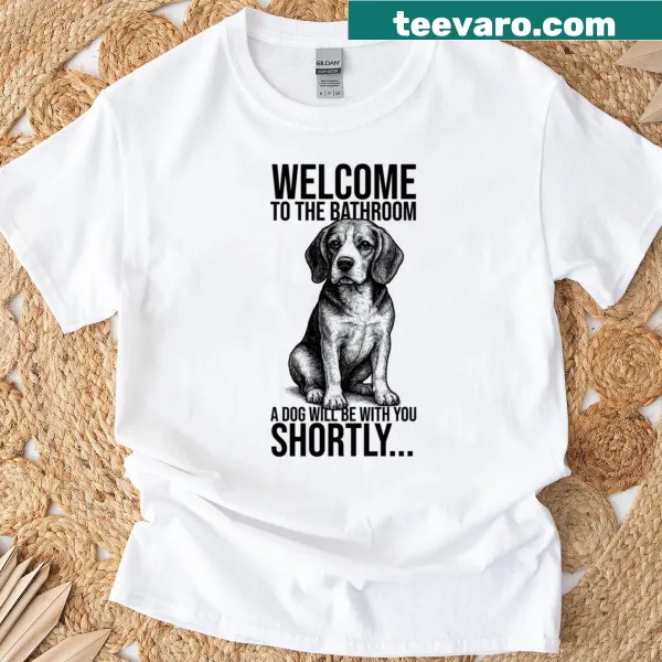 Funny dog-themed t-shirt featuring a beagle and bathroom humor