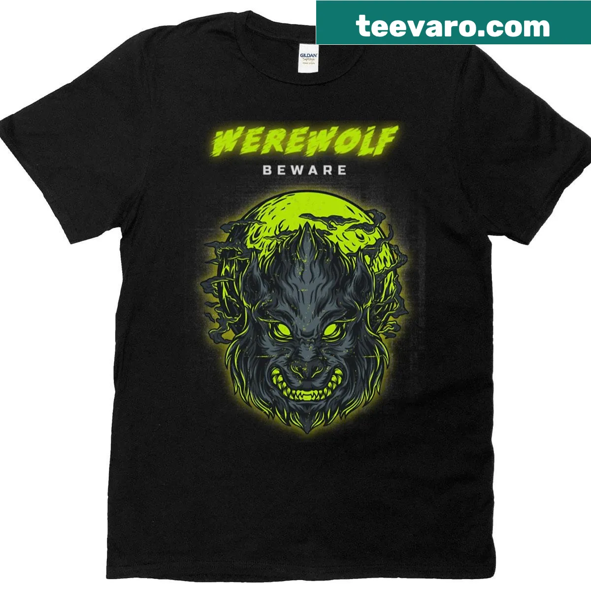 Whimsical werewolf cat graphic on a T-shirt — on a men's t-shirt