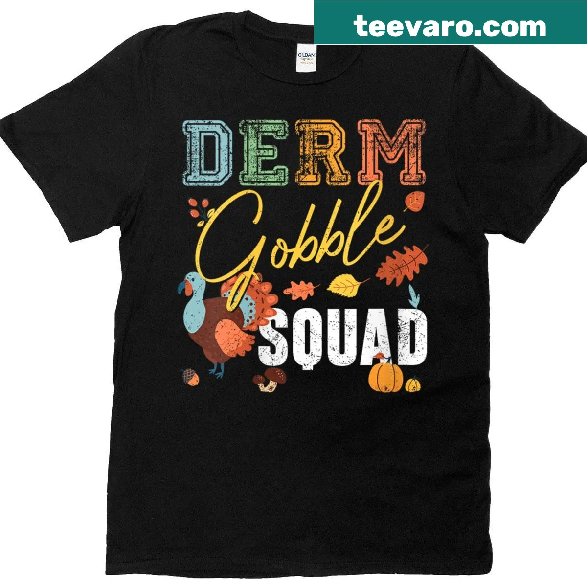Thanksgiving themed dermatology t-shirt with playful graphics — on a men's t-shirt
