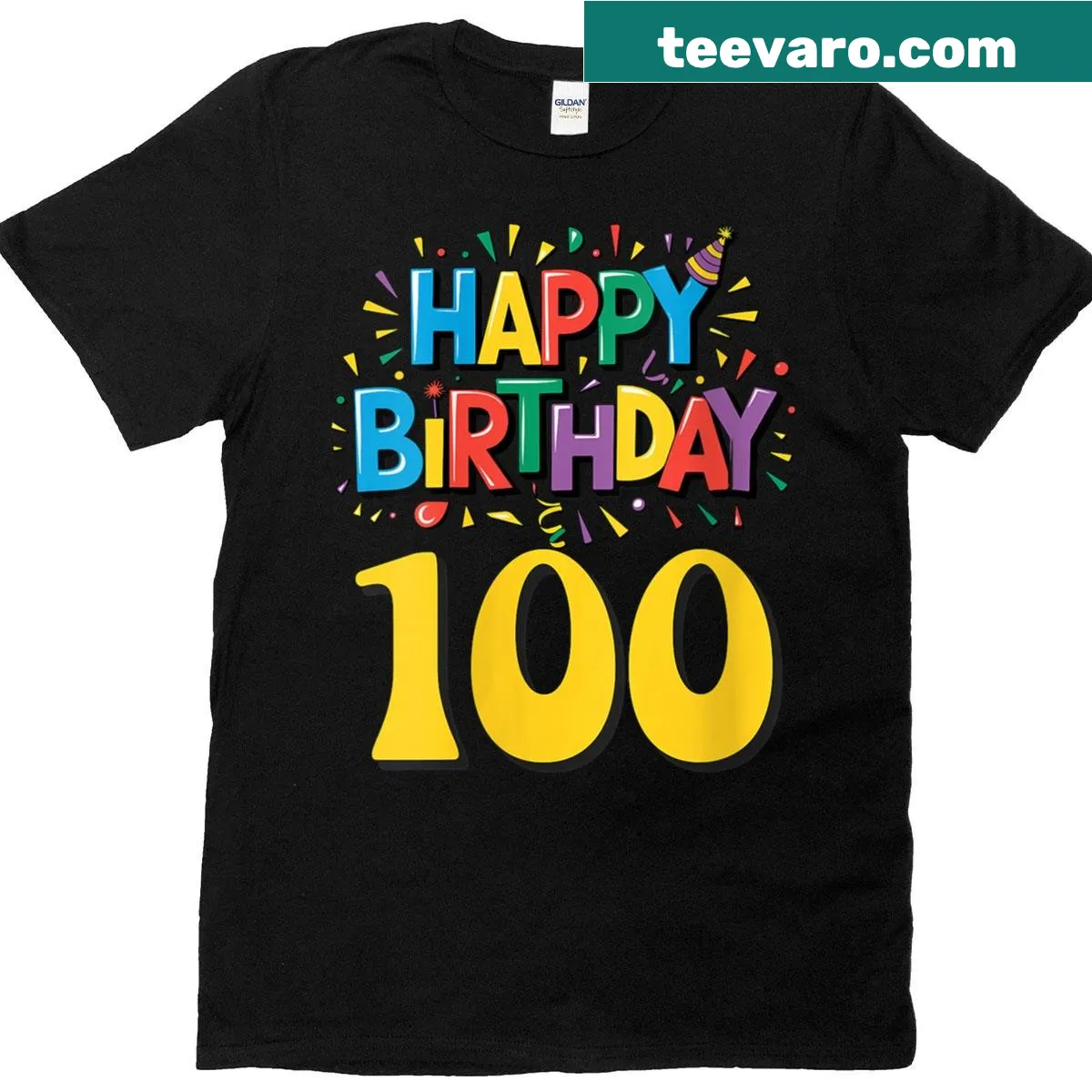 Happy birthday T-shirt celebrating a 100th milestone — on a men's t-shirt
