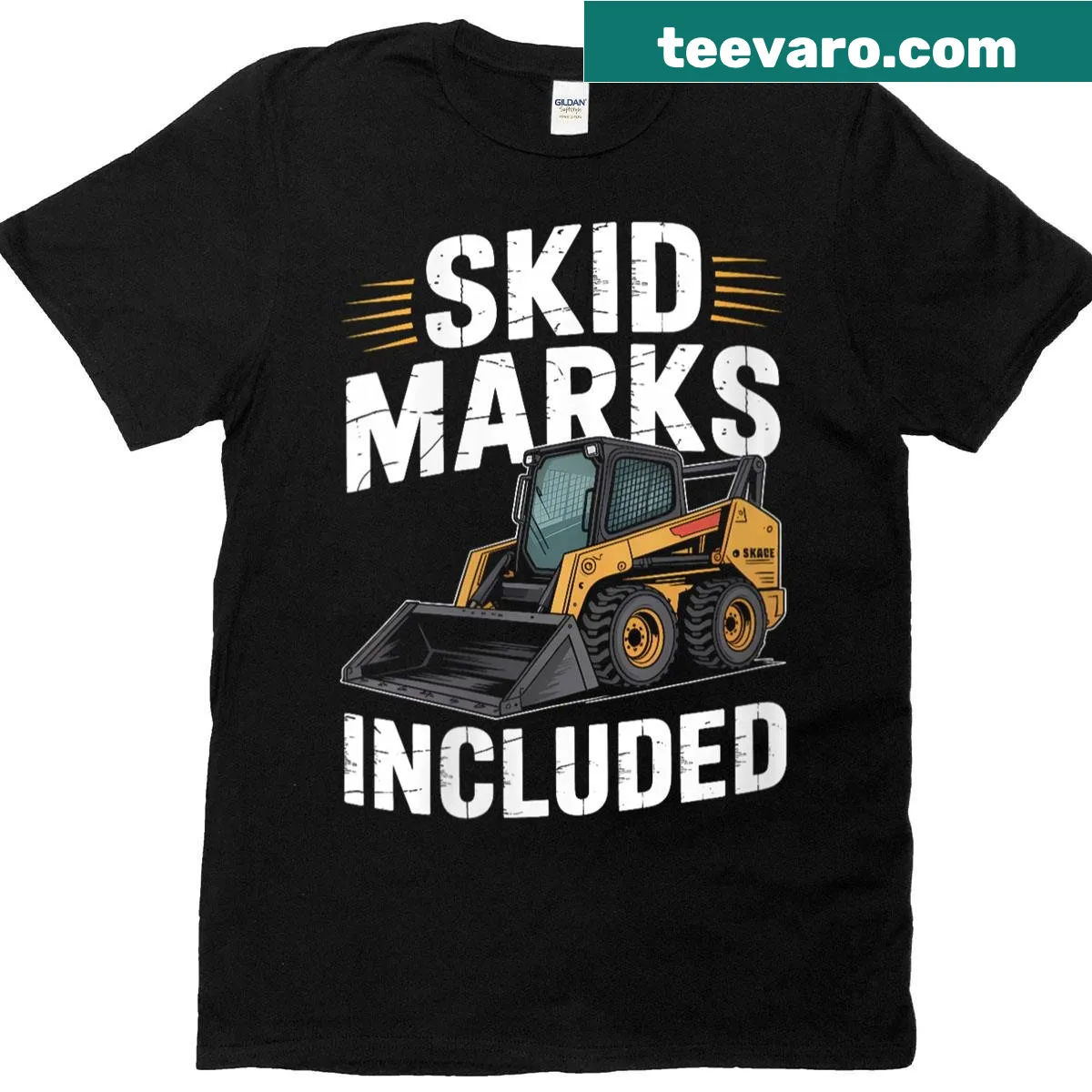 T-shirt featuring a skid loader graphic for construction fans — on a men's t-shirt