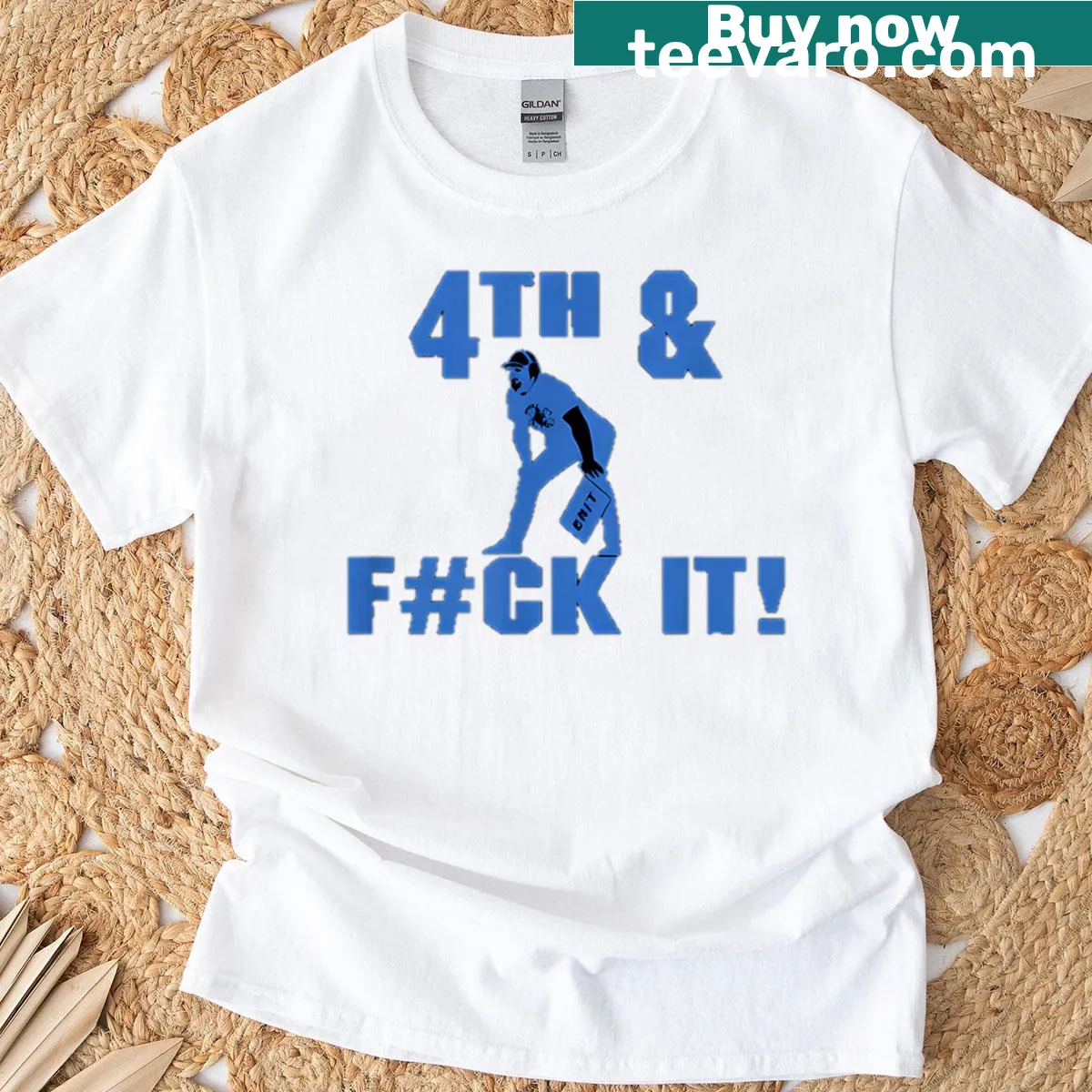 4th And F It Lion graphic T-shirt with humorous slogan — on a men's t-shirt