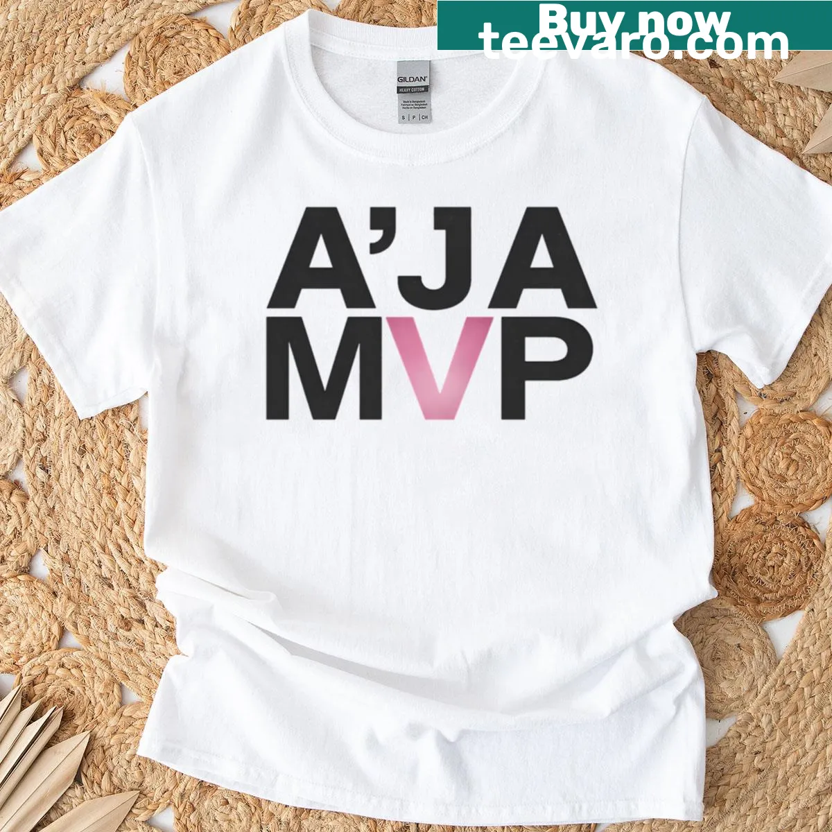 Aja MVP T-shirt featuring Aja Wilson's name and achievements. — on a men's t-shirt