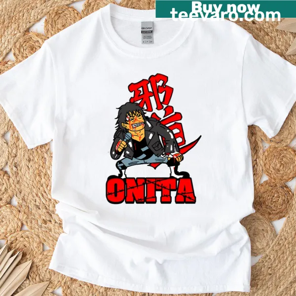Vintage-style T-shirt celebrating wrestler Atushi Onita.