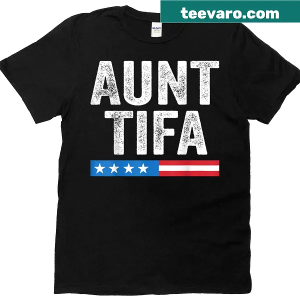 Funny Aunt Tifa design on American flag T-shirt