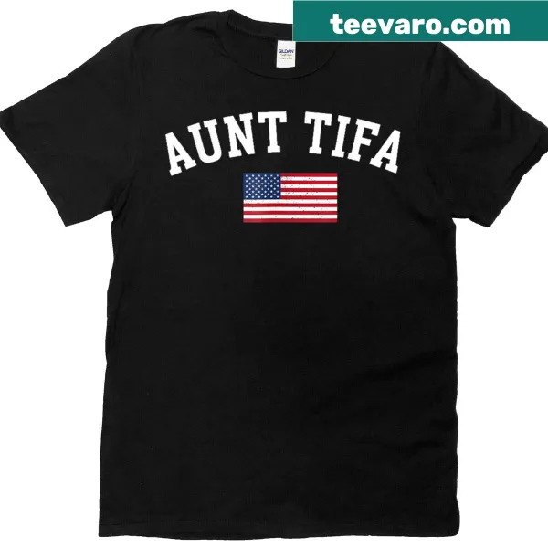 Aunt Tifa American Flag T-shirt with patriotic design