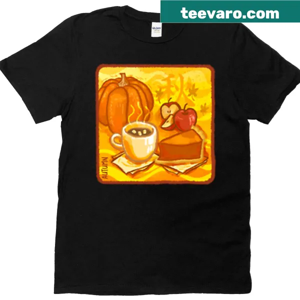 Illustrative autumn-themed t-shirt celebrating nature