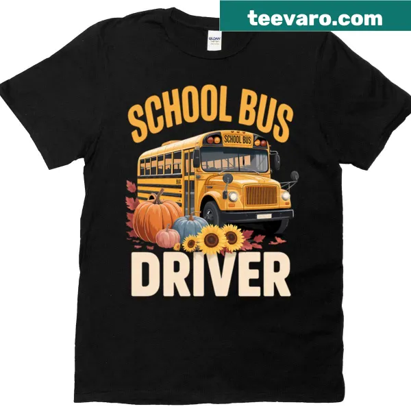 T-shirt for school bus drivers with autumn Thanksgiving theme