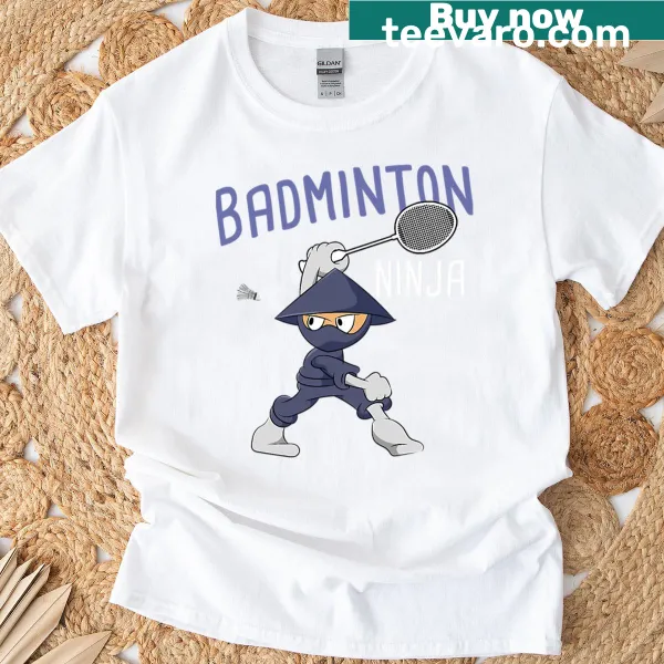 Ninja shuttlecock illustration badminton t-shirt