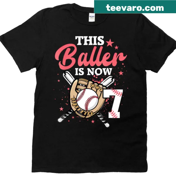 Illustrative birthday T-shirt for boys featuring a baseball theme