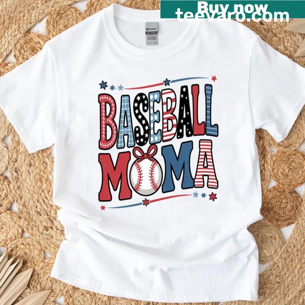 Typography design celebrating baseball moms on a comfy t-shirt