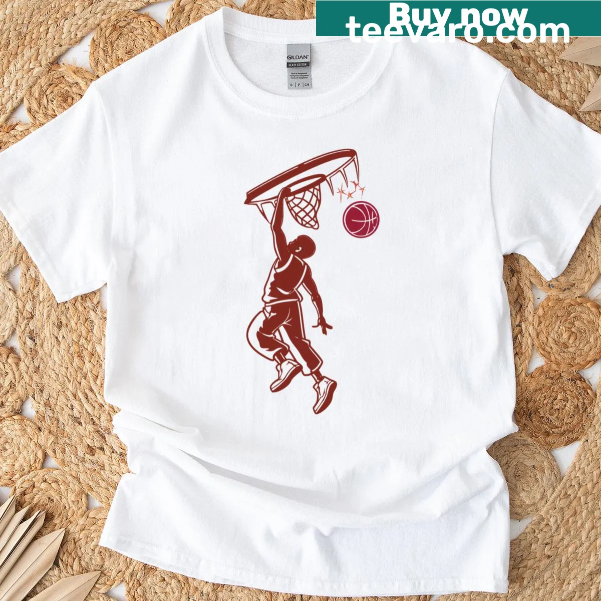 Bold sports design t-shirt featuring basketball graphics — on a men's t-shirt