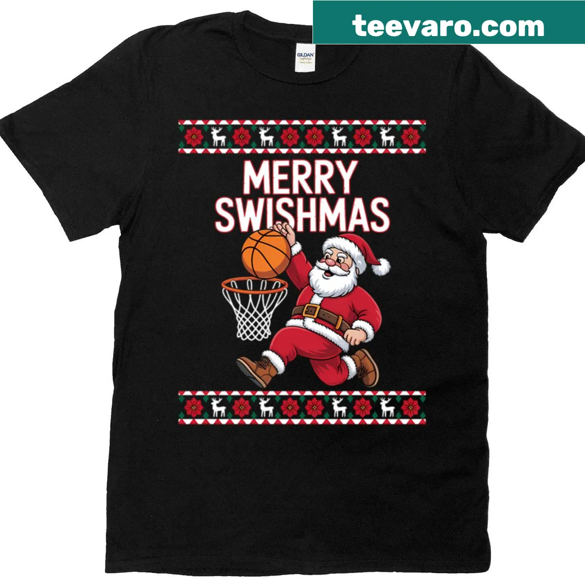 Cute basketball design on a Christmas T-shirt — on a men's t-shirt