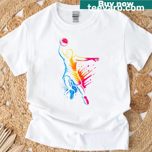 Basketball player silhouette with splatter design on a sporty t-shirt
