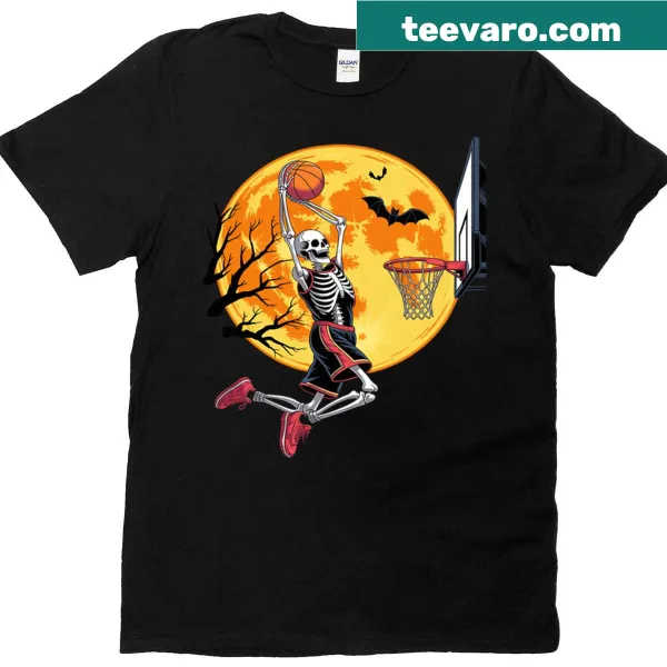 Skeleton basketball player dribbling a ball for Halloween
