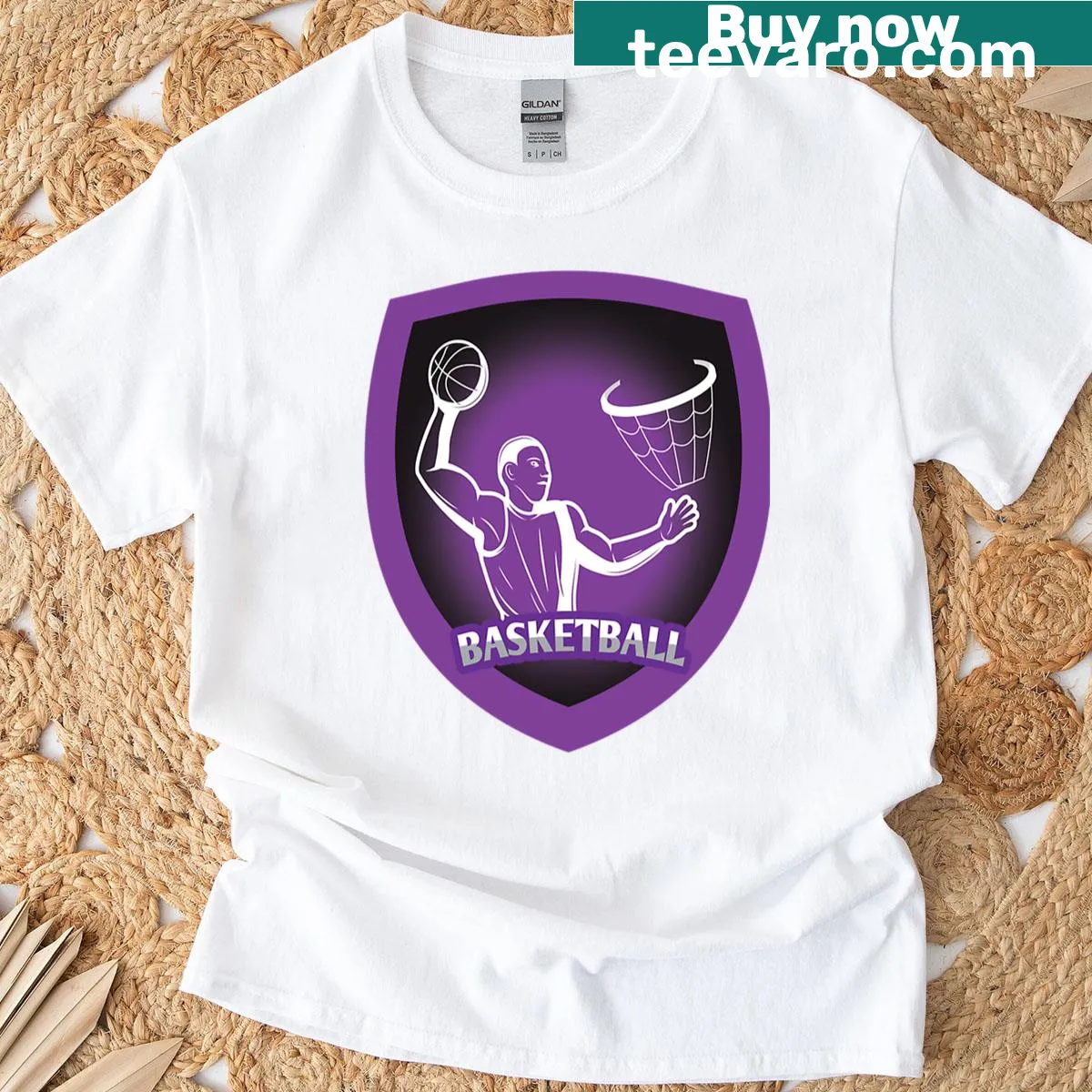 Sport logo graphic on basketball-themed T-shirt — on a men's t-shirt