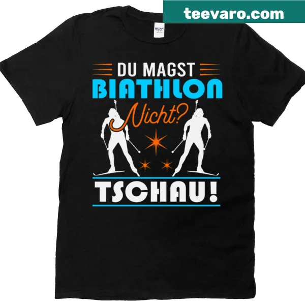 Illustrative biathlon skiing t-shirt featuring a skier in action
