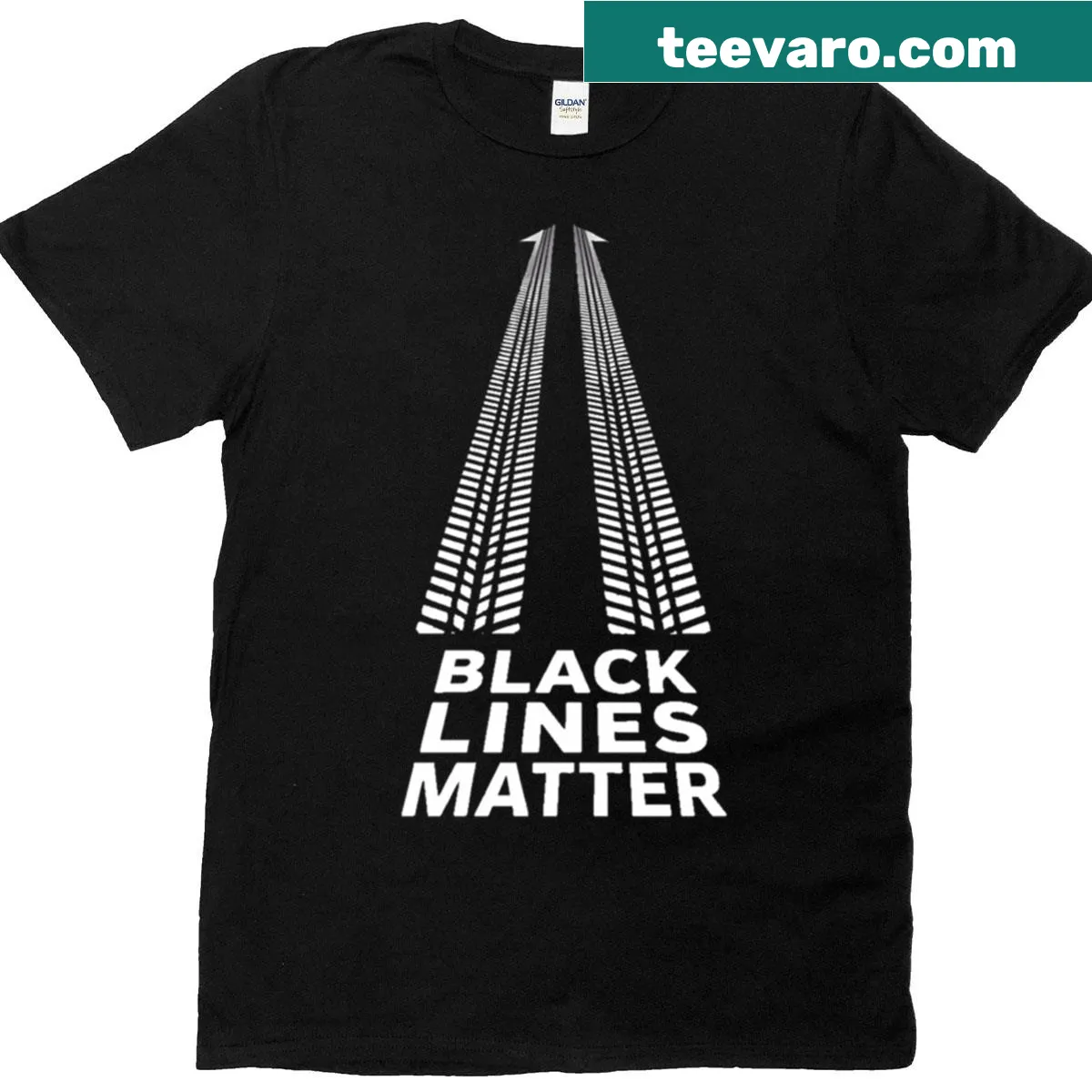 T-shirt with 'Black Lines Matter' and a car silhouette for drift racing — on a men's t-shirt