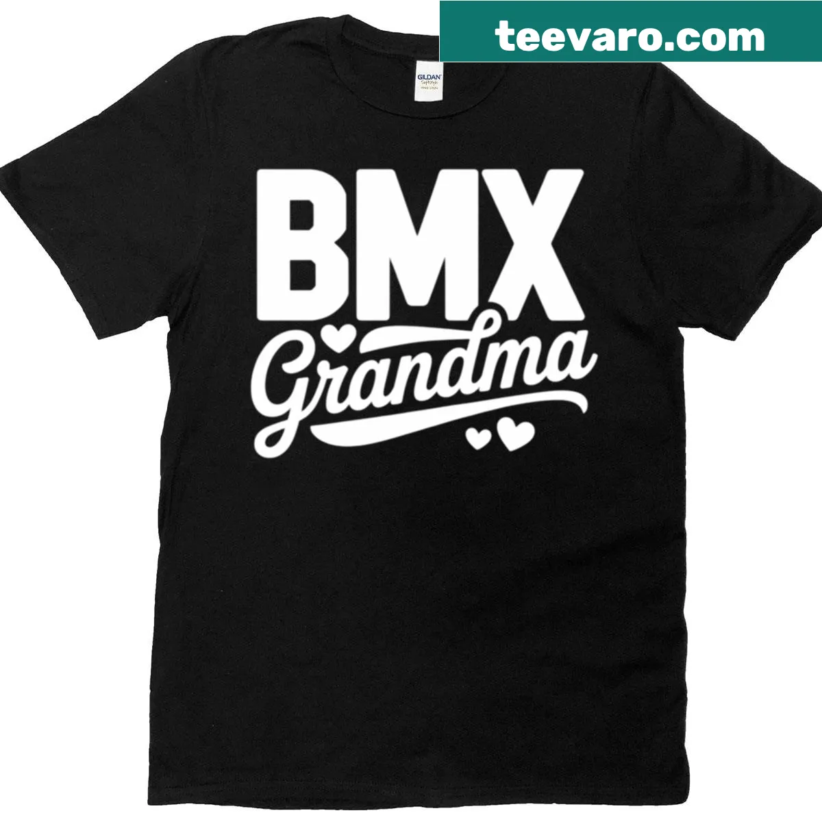 Cartoon BMX Grandma riding a bike t-shirt — on a men's t-shirt