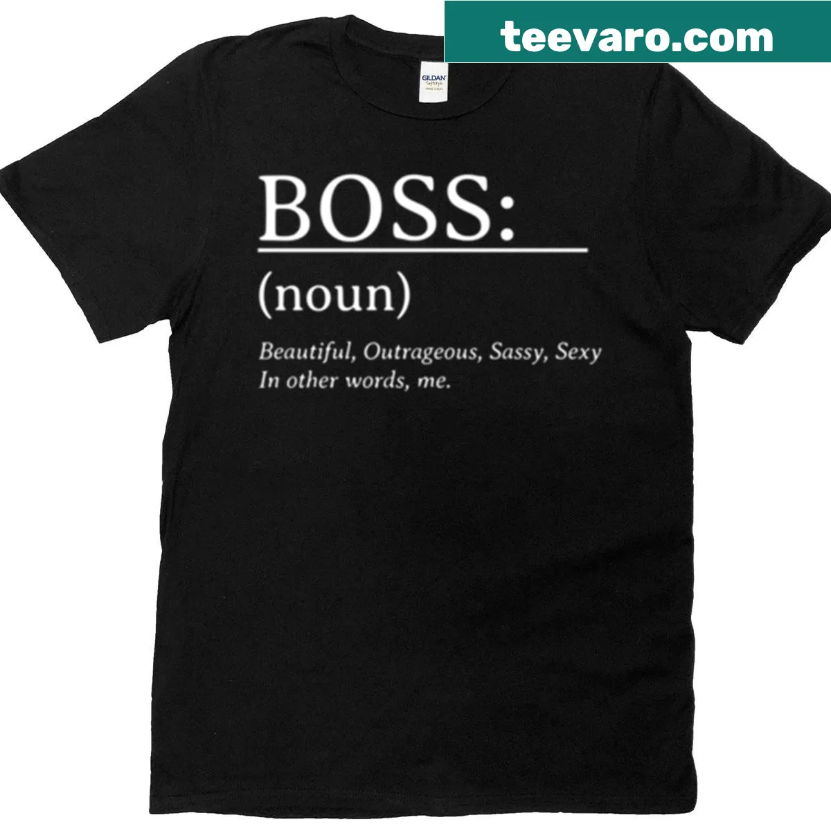 Typography design stating Boss on a sassy women's t-shirt — on a men's t-shirt