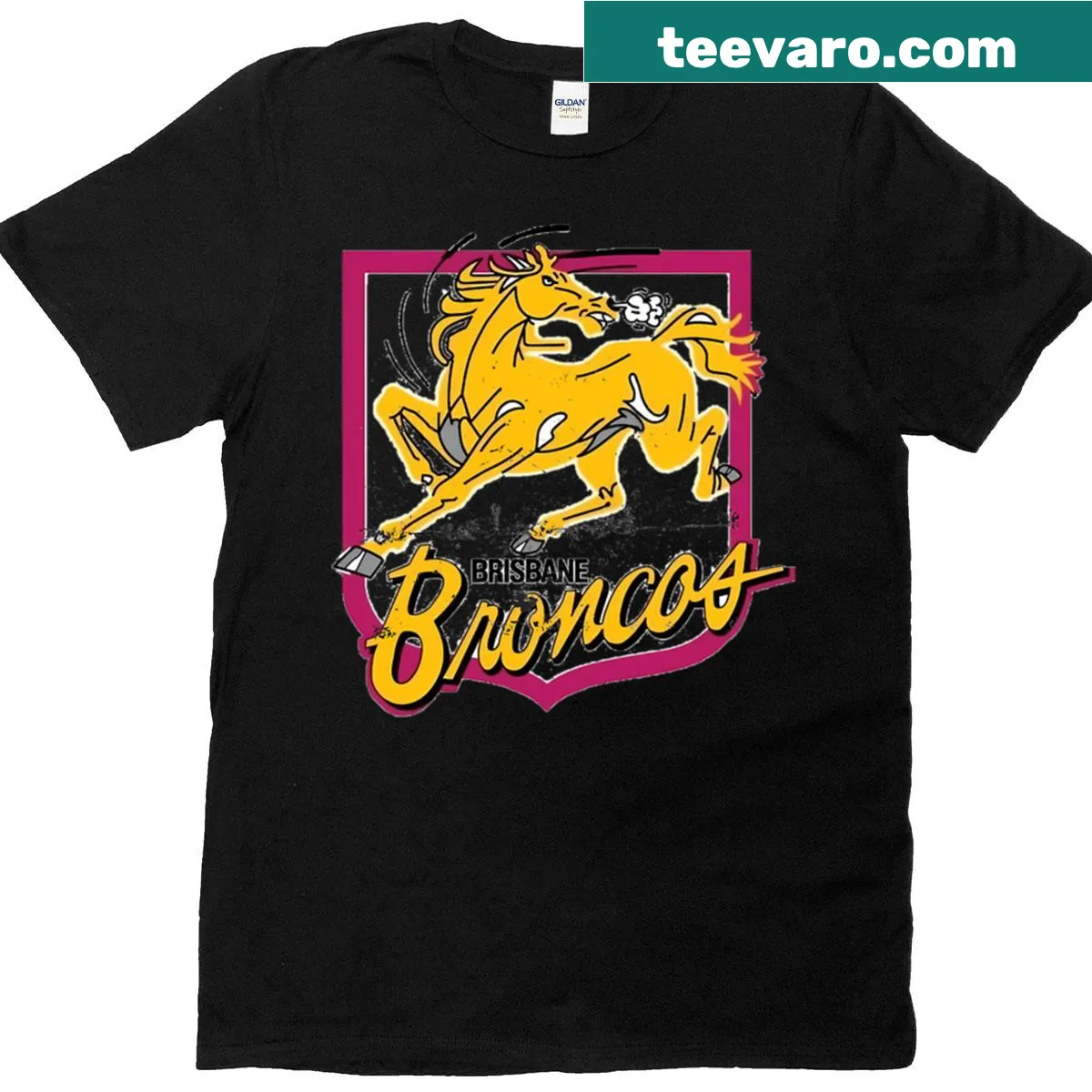 Brisbane Broncos T-shirt featuring team emblem — on a men's t-shirt
