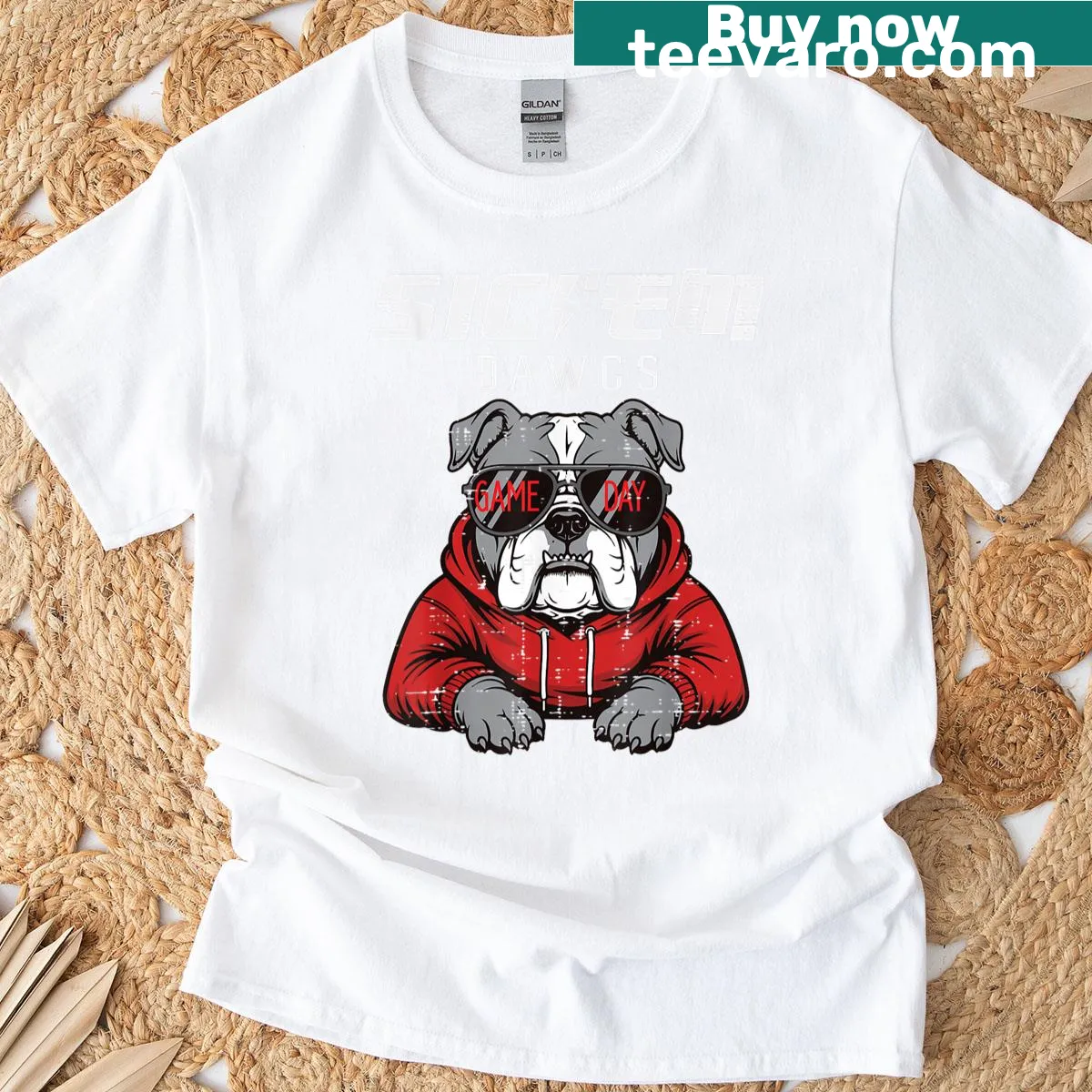 T-shirt featuring a cute bulldog design for all ages — on a men's t-shirt