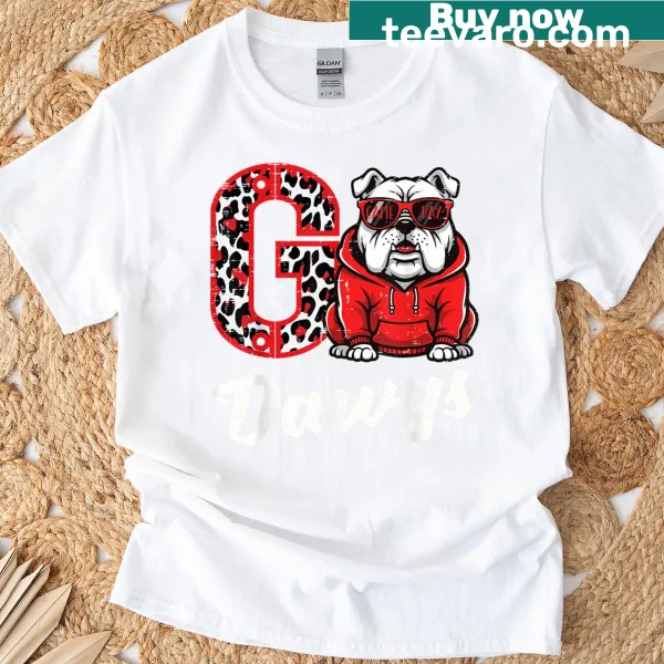 Bulldog emblem T-shirt celebrating the Go Dawgs spirit.