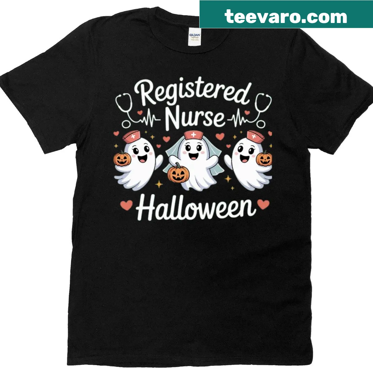 Playful capybara ghost design with stethoscope for nurses — on a men's t-shirt