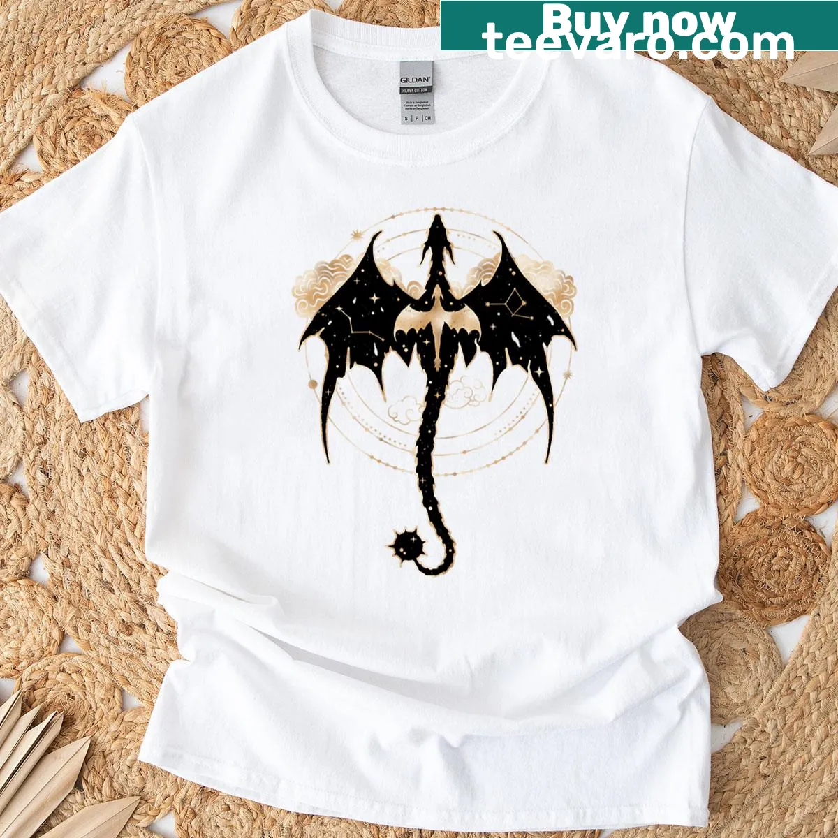 Celestial design featuring Tairn and Andarna from Fourth Wing — on a men's t-shirt