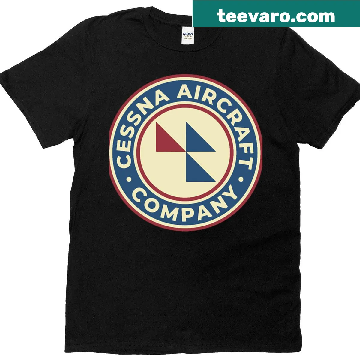 Vintage-style Cessna Aircraft Company logo T-shirt — on a men's t-shirt