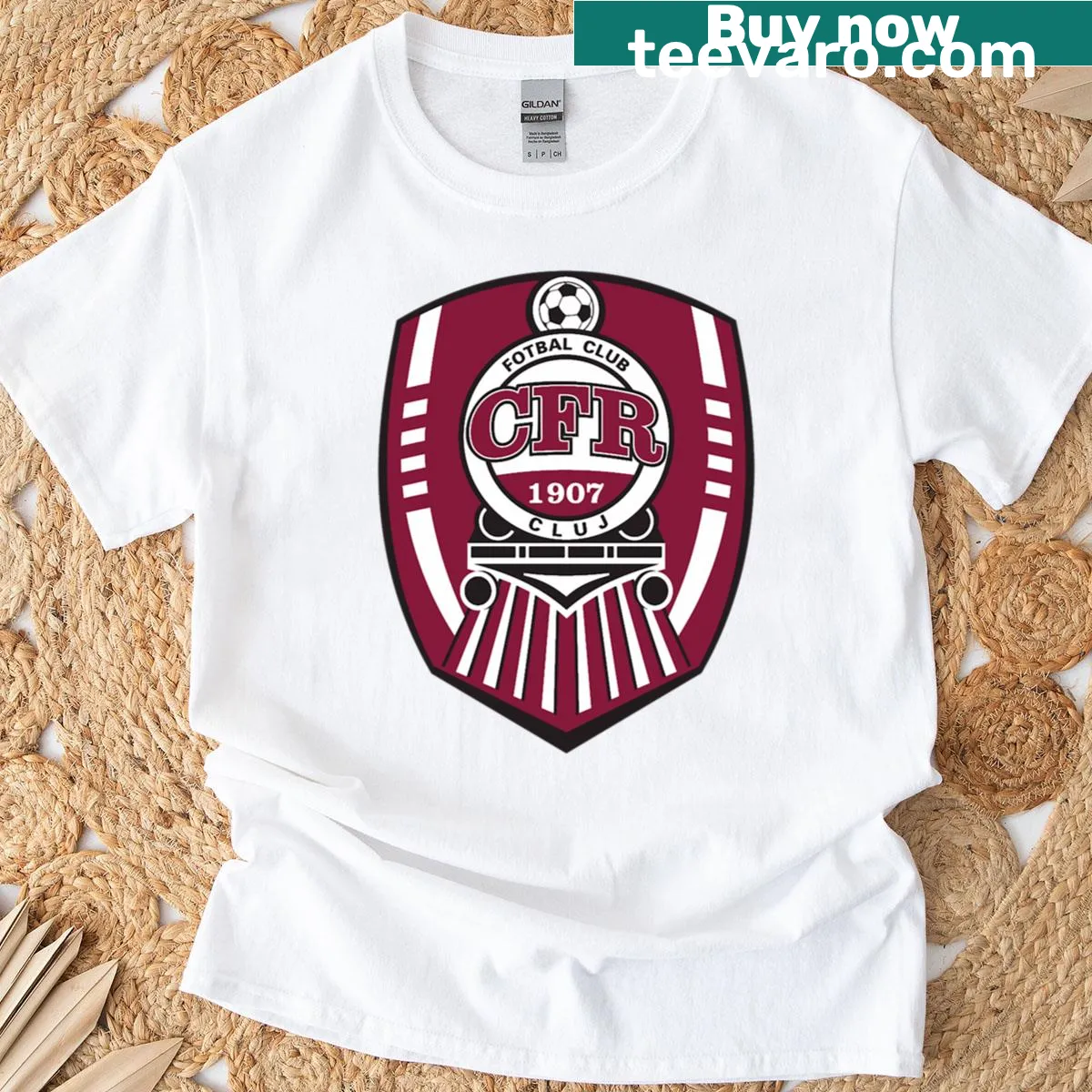 CFR Cluj badge graphic on a T-shirt for football fans. — on a men's t-shirt