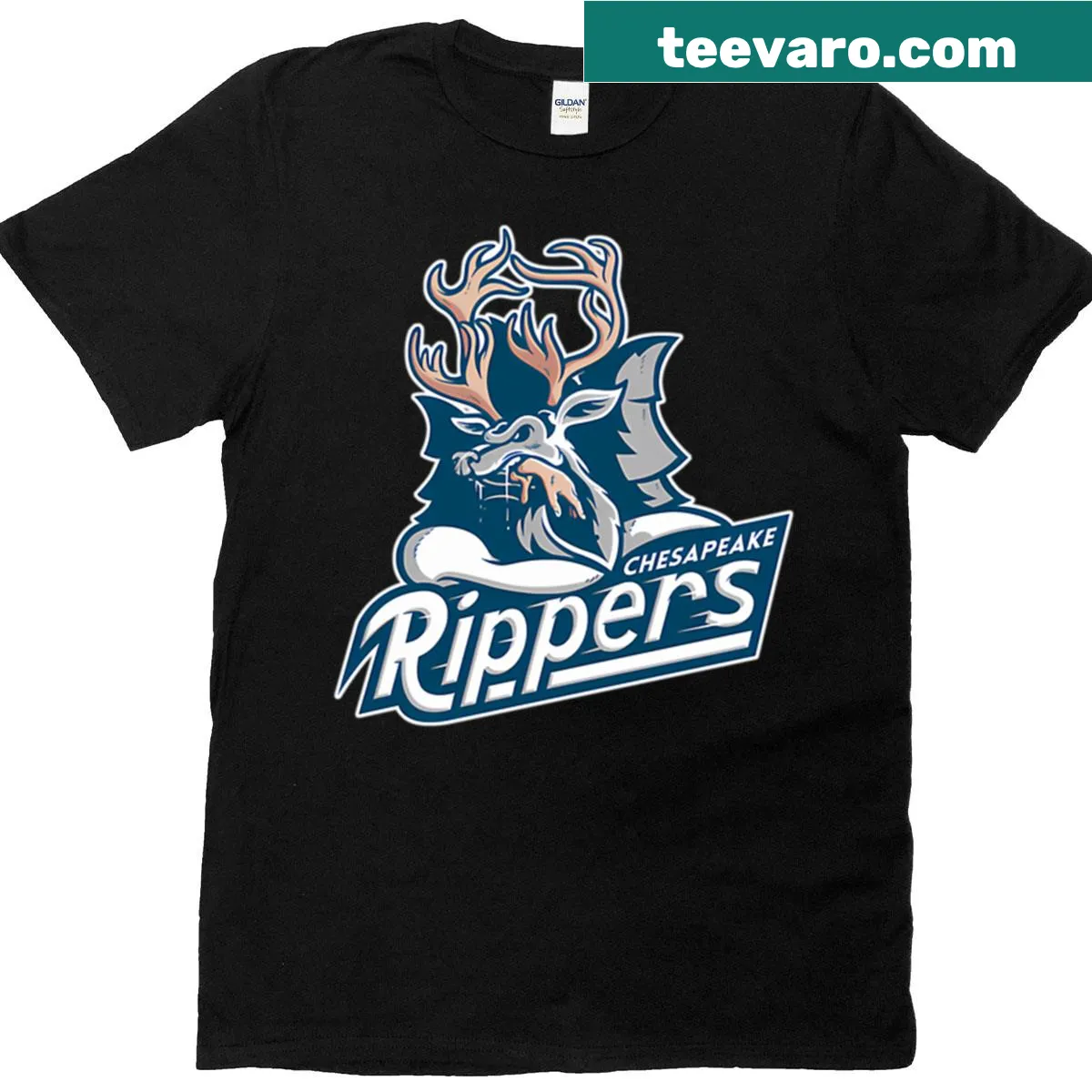 Chesapeake Rippers t-shirt with dynamic sports-themed graphic — on a men's t-shirt