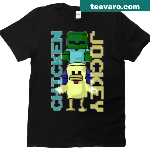 Funny T-shirt with a chicken dressed as a jockey