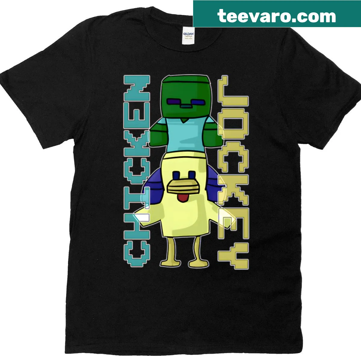 Funny T-shirt with a chicken dressed as a jockey — on a men's t-shirt
