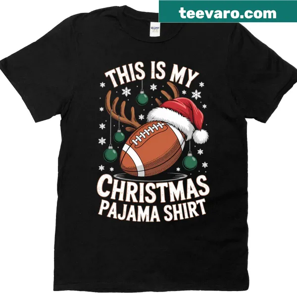 Football-themed Christmas T-shirt with playful holiday typography