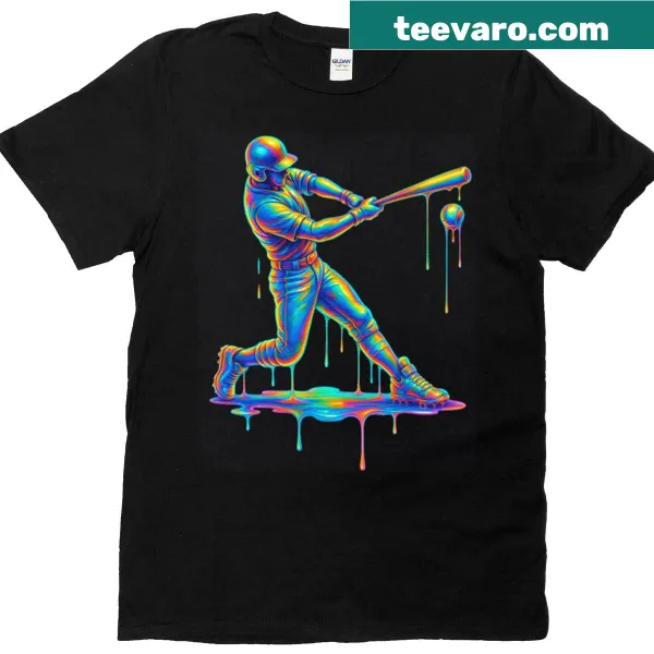 Artistic T-shirt with a baseball player graphic