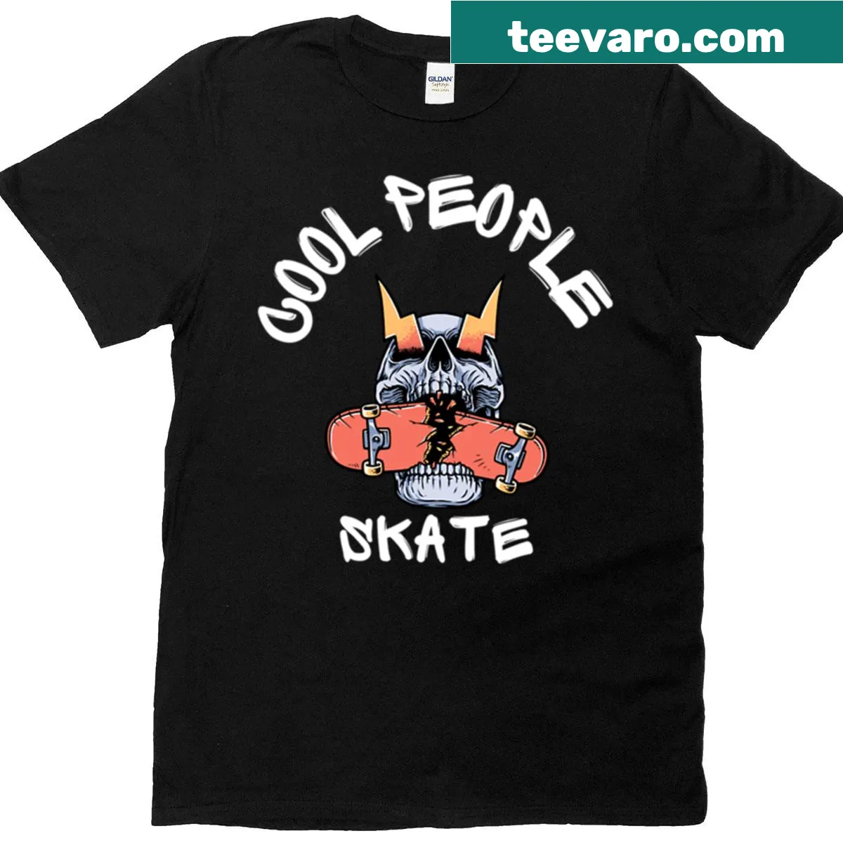 Skull design T-shirt for skateboarding enthusiasts — on a men's t-shirt