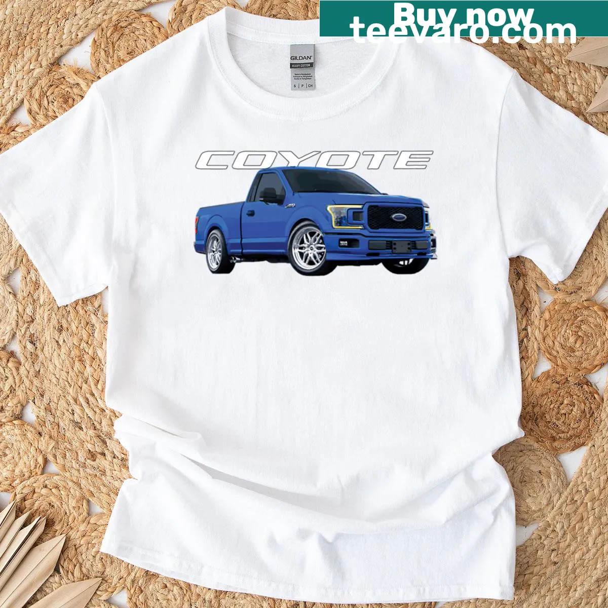Illustration of a 4x4 pickup truck on a casual T-shirt — on a men's t-shirt