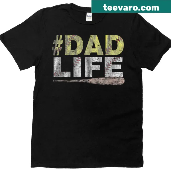 Softball bat and ball graphic for dads on a T-shirt