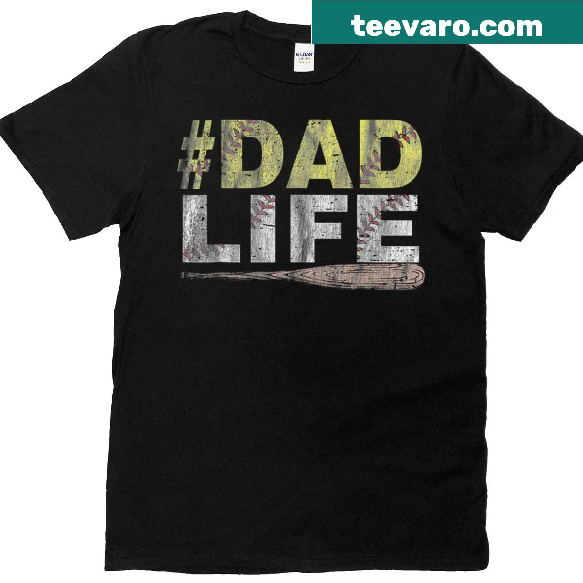 Softball bat and ball graphic for dads on a T-shirt — on a men's t-shirt