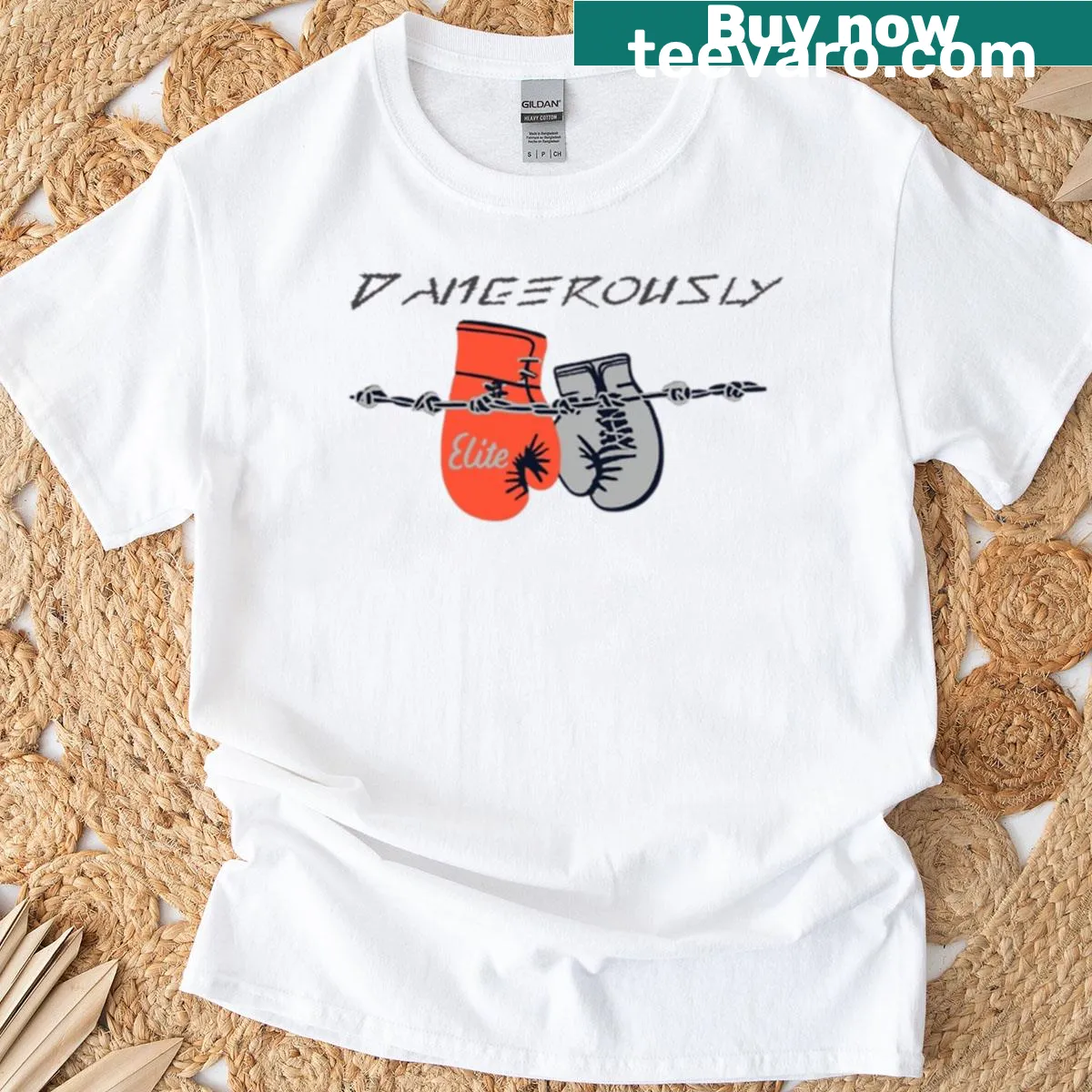 Dangerously Elite Boxing t-shirt with bold graphic — on a men's t-shirt