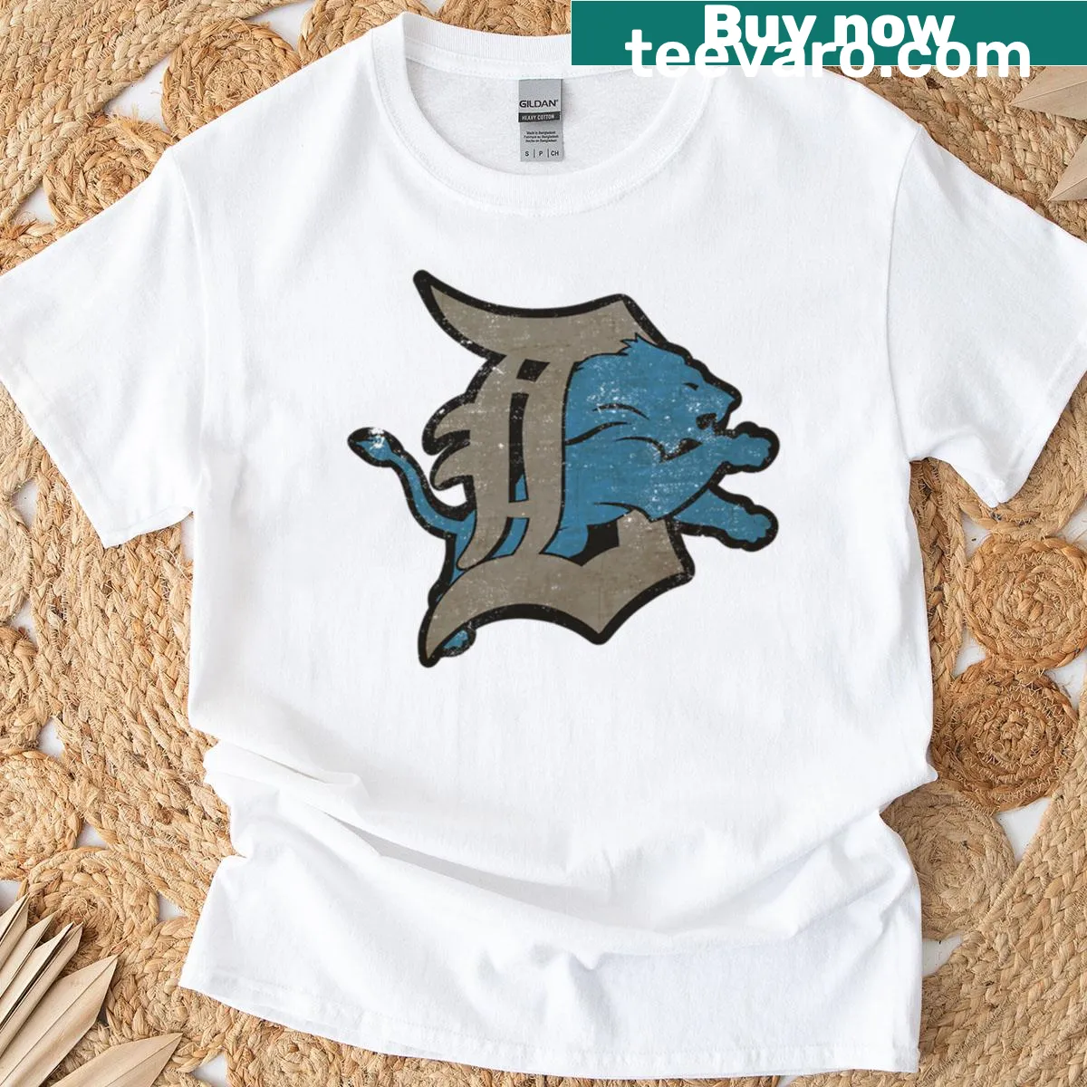 Detroit Lions T-shirt featuring team's logo graphic — on a men's t-shirt