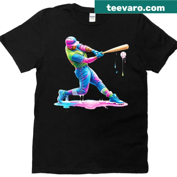 Baseball batter graphic with a dripping paint effect
