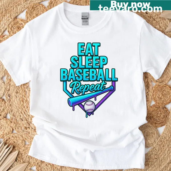 Typographic Eat Sleep Baseball Repeat t-shirt design