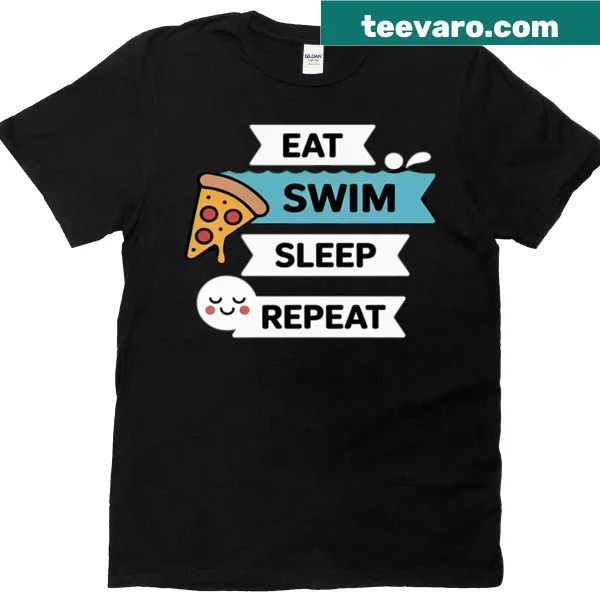 Sporty t-shirt with 'Eat Sleep Swim Repeat' mantra