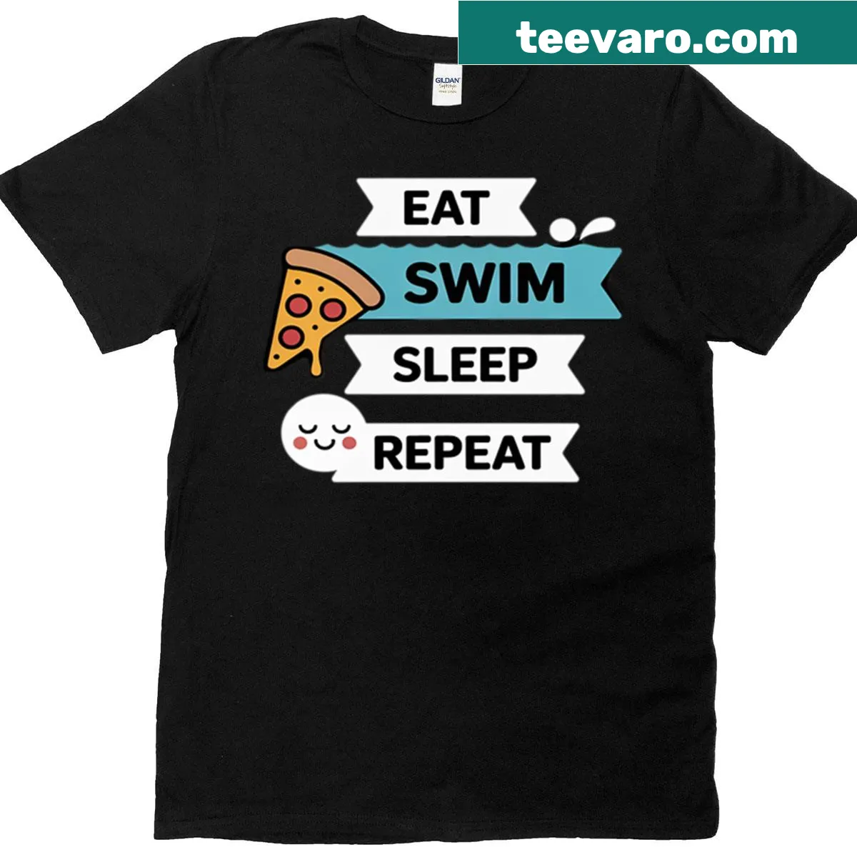 Sporty t-shirt with 'Eat Sleep Swim Repeat' mantra — on a men's t-shirt