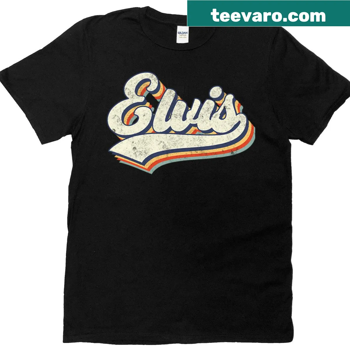 Vintage Elvis name personalized T-shirt with retro design — on a men's t-shirt