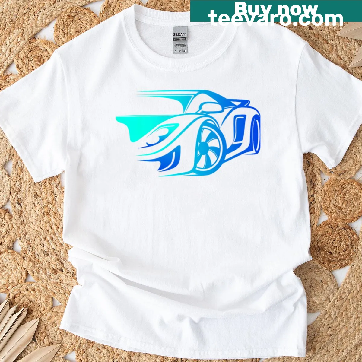T-shirt with a supercharged turbo sports car graphic — on a men's t-shirt